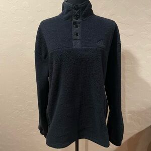 Adidas black fleece pullover with snap button front